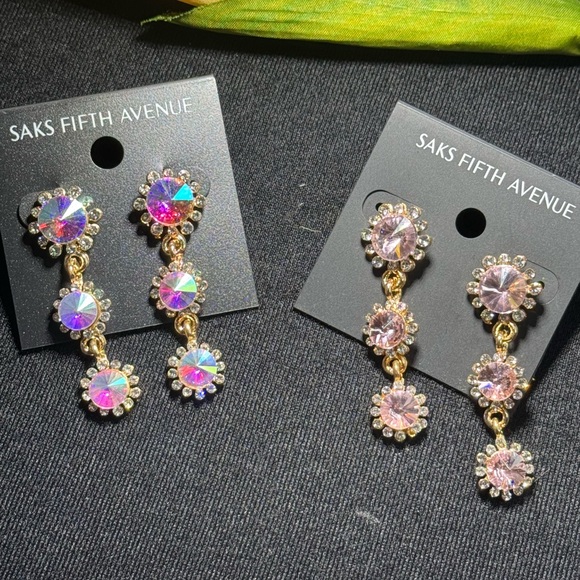 Pink Crystal Dangle Earrings - Saks Fifth Avenue - Picture 6 of 16